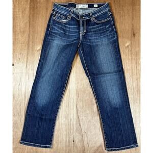 BKE Womens Taylor Capri Jeans Sz 27 Mid Rise Medium Wash Cropped Thick Stitch